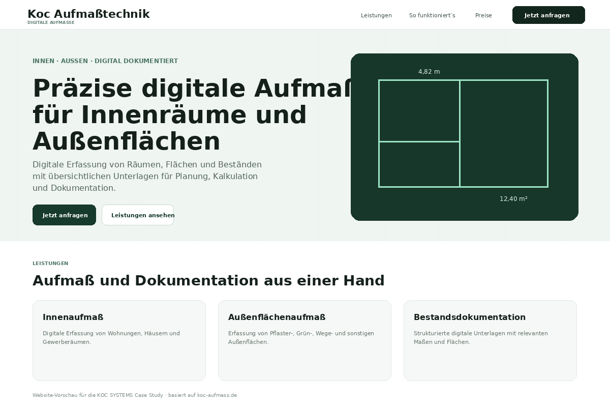 Koc Aufmaßtechnik Website-Vorschau